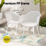 Gardeon 4PC Outdoor Dining Chairs PP Lounge Chair Patio Furniture Garden White - 45-Degree Angle