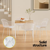 Gardeon 4PC Outdoor Dining Chairs PP Lounge Chair Patio Furniture Garden White - Rear View