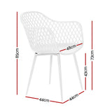 Gardeon 4PC Outdoor Dining Chairs PP Lounge Chair Patio Furniture Garden White - Front View
