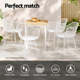 Gardeon 4PC Outdoor Dining Chairs PP Lounge Chair Patio Furniture Garden White - 45-Degree Angle