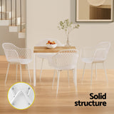 Gardeon 4PC Outdoor Dining Chairs PP Lounge Chair Patio Furniture Garden White - Close-Up Angle