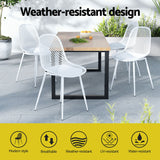 Gardeon 4PC Outdoor Dining Chairs PP Lounge Chair Patio Garden Furniture White - 45-Degree Angle