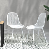 Gardeon 4PC Outdoor Dining Chairs PP Lounge Chair Patio Garden Furniture White - Low Angle