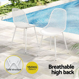 Gardeon 4PC Outdoor Dining Chairs PP Lounge Chair Patio Garden Furniture White - 45-Degree Angle
