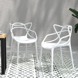 Gardeon 4PC Outdoor Dining Chairs PP Portable Stackable Chair Patio Furniture White - Close-Up Angle