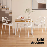 Gardeon 4PC Outdoor Dining Chairs PP Portable Stackable Chair Patio Furniture White - Rear View