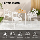 Gardeon 4PC Outdoor Dining Chairs PP Portable Stackable Chair Patio Furniture White - 45-Degree Angle