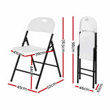 Gardeon 4PC Outdoor Dining Chairs PP Folding Chair Patio Garden Furniture White - Front View