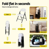 Gardeon 4PC Outdoor Dining Chairs PP Folding Chair Patio Garden Furniture White - Rear View