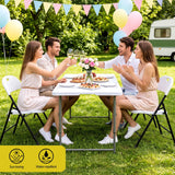 Gardeon 4PC Outdoor Dining Chairs PP Folding Chair Patio Garden Furniture White - Close-Up Angle