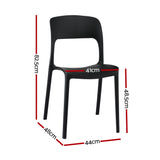 Gardeon 4PC Outdoor Dining Chairs Stackable PP Patio Chair Garden Furniture Black - Front View