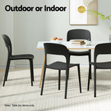 Gardeon 4PC Outdoor Dining Chairs Stackable PP Patio Chair Garden Furniture Black - Rear View