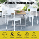Gardeon 4PC Outdoor Dining Chairs Stackable PP Patio Chair Garden Furniture White - Top-Down View