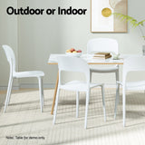 Gardeon 4PC Outdoor Dining Chairs Stackable PP Patio Chair Garden Furniture White - Rear View