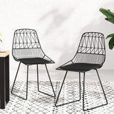 Gardeon 2PC Outdoor Dining Chairs Steel Lounge Chair Patio Garden Furniture - Close-Up Angle