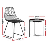 Gardeon 3PC Outdoor Bistro Set Patio Furniture Lounge Chairs Table Garden - Front View