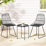 Gardeon 3PC Outdoor Bistro Set Patio Furniture Lounge Chairs Table Garden - Close-Up Angle