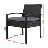 Gardeon 2PC Outdoor Dining Chairs Patio Furniture Rattan Lounge Chair Cushion Felix - Front View