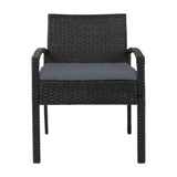 Gardeon 2PC Outdoor Dining Chairs Patio Furniture Rattan Lounge Chair Cushion Felix - Side View