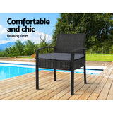 Gardeon 2PC Outdoor Dining Chairs Patio Furniture Rattan Lounge Chair Cushion Felix - Close-Up Angle