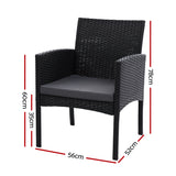 Gardeon 2PC Outdoor Dining Chairs Patio Furniture Rattan Lounge Chair XL Ezra - Front View