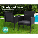 Gardeon 2PC Outdoor Dining Chairs Patio Furniture Rattan Lounge Chair XL Ezra - Close-Up Angle