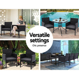 Gardeon 2PC Outdoor Dining Chairs Patio Furniture Rattan Lounge Chair XL Ezra - Extra Image