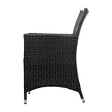 Gardeon 3PC Bistro Set Outdoor Furniture Rattan Table Chairs Cushion Patio Garden Idris - Top-Down View