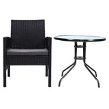 Gardeon 3PC Bistro Set Outdoor Furniture Rattan Table Chairs Cushion Patio Garden Lyra - Side View
