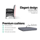 Gardeon 3PC Bistro Set Outdoor Furniture Rattan Table Chairs Cushion Patio Garden Lyra - Extra Image