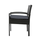 Gardeon 3PC Bistro Set Outdoor Furniture Rattan Table Chairs Cushion Patio Garden Felix - Top-Down View