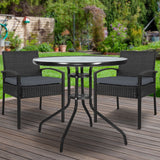 Gardeon 3PC Bistro Set Outdoor Furniture Rattan Table Chairs Cushion Patio Garden Felix - Low Angle