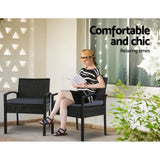 Gardeon 3PC Bistro Set Outdoor Furniture Rattan Table Chairs Cushion Patio Garden Felix - Extra Image