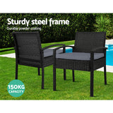 Gardeon 3PC Bistro Set Outdoor Furniture Rattan Table Chairs Cushion Patio Garden Felix - Extra Image