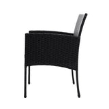 Gardeon 3PC Bistro Set Outdoor Furniture Rattan Table Chairs Cushion Patio Garden Ezra - Top-Down View