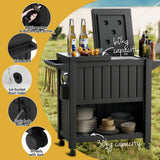 Gardeon Outdoor Storage Cabinet Box 80L Ice Bucket Cooler Rolling Serving Cart Kitchen Trolley - Rear View