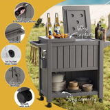Gardeon Outdoor Storage Cabinet Box 80L Ice Bucket Cooler Rolling Serving Cart Kitchen Trolley Brown - 45-Degree Angle