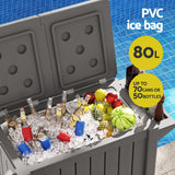 Gardeon Outdoor Storage Cabinet Box 80L Ice Bucket Cooler Rolling Serving Cart Kitchen Trolley Brown - Rear View