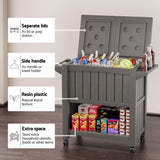 Gardeon Outdoor Storage Cabinet Box 80L Ice Bucket Cooler Rolling Serving Cart Kitchen Trolley Brown - Close-Up Angle