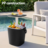 Gardeon 2-in-1 Outdoor Bar Table Portable Wine Cooler 15L Ice Bucket Tong Black - Top-Down View