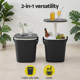 Gardeon 2-in-1 Outdoor Bar Table Portable Wine Cooler 15L Ice Bucket Tong Black - 45-Degree Angle