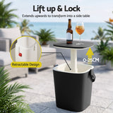 Gardeon 2-in-1 Outdoor Bar Table Portable Wine Cooler 15L Ice Bucket Tong Black - Rear View