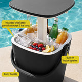 Gardeon 2-in-1 Outdoor Bar Table Portable Wine Cooler 15L Ice Bucket Tong Black - Low Angle