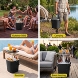 Gardeon 2-in-1 Outdoor Bar Table Portable Wine Cooler 15L Ice Bucket Tong Black - Extra Image