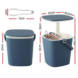 Gardeon 2-in-1 Outdoor Bar Table Portable Ice Bucket Cooler 15L Tong Blue - Front View