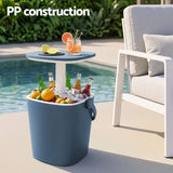 Gardeon 2-in-1 Outdoor Bar Table Portable Ice Bucket Cooler 15L Tong Blue - Top-Down View