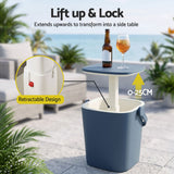 Gardeon 2-in-1 Outdoor Bar Table Portable Ice Bucket Cooler 15L Tong Blue - Rear View