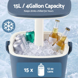 Gardeon 2-in-1 Outdoor Bar Table Portable Ice Bucket Cooler 15L Tong Blue - Close-Up Angle