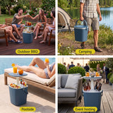 Gardeon 2-in-1 Outdoor Bar Table Portable Ice Bucket Cooler 15L Tong Blue - Extra Image