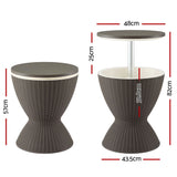 Gardeon Outdoor Bar Table Portable Ice Bucket Cooler 30L Adjustable Top Brown - Front View
